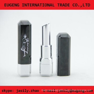 Shiny black square aluminum lipstick tube